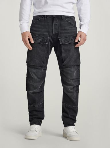 Straight Tapered Denim Cargo Pants